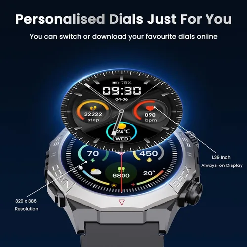 Vista 3 de Relojes inteligentes militares para hombres (respuesta/hacer llamadas), reloj de fitness de 1.39 pulgadas con monitor de sueño con podómetro