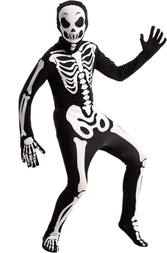Vista 5 de Disfraz infantil de esqueleto ajustado para Halloween o truco o trato