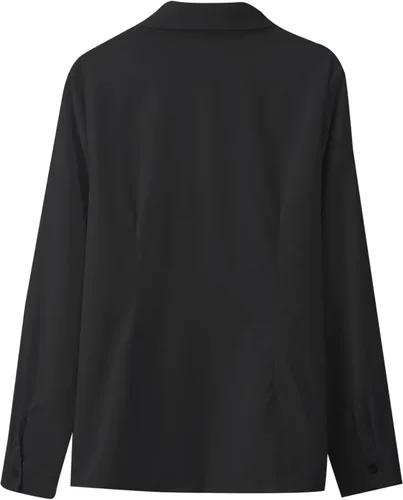 Vista 4 de Womens Button Down Shirts Collared Long Sleeve Solid Color Dressy Blouses Business Casual Office Work Tops
