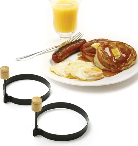 Vista 3 de Norpro Anillos redondos antiadherentes para huevos de panqueques, juego de 2, negro