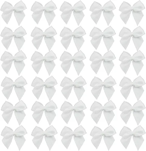 Vista 6 de 7Rainbows, 50 lazos de mini cinta de satén negro con flores y apliques para manualidades DIY, para costura, álbumes de recortes, boda y regalo