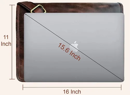 Vista 5 de 15 "bolso de mensajero de cuero de búfalo para computadora portátil, maletín de oficina, regalo para hombres, bolsa de hombro desgastada, Marrón