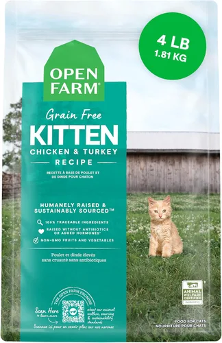 Vista 17 de Open Farm, Alimento seco para gatos sin granos, croquetas altas