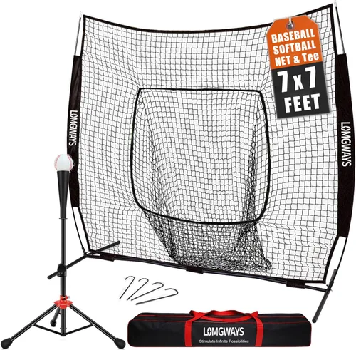 Vista 13 de 7x7ft/8x8ft Baseball Softball Net with Steel Frame for Batting, Hitting, Pitching, Portable Baseball Batting Net with Carry Bag, Great for All Levels