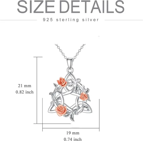 Vista 5 de RMREWY Collar de nudo celta de plata de ley 925 joyería de triquetra irlandesa oxidada con nudo triangular de triquetra para mujeres y niñas No es