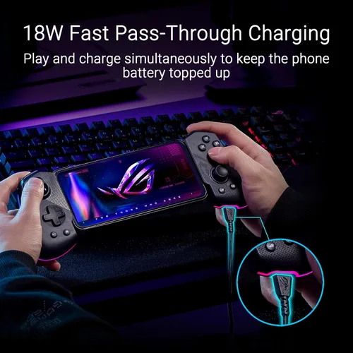 Vista 7 de ASUS ROG Tessen Mobile Gaming Controller – Android Phones ONLY, Foldable, Compact, Wired USB-C, Programmable, Fast Charging, RGB – for Call of Duty