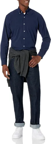 Vista 4 de Tienda Essentials - Camisa de tela oxford de manga larga ajuste regular para hombre