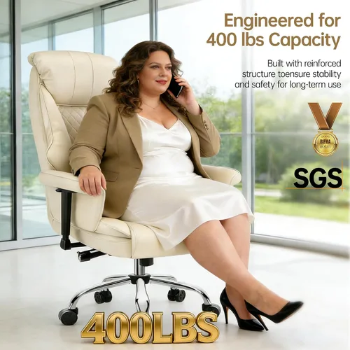 Vista 9 de AreShark Silla de oficina grande y alta, silla ejecutiva de escritorio de cuero con respaldo alto y soporte lumbar ajustable, ergonómica, cómoda
