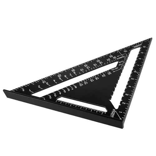 Vista 5 de Beslands - Herramienta de medición de carpintero cuadrado de aluminio de 12 pulgadas, regla triangular de metal de aleación, transportador imperial