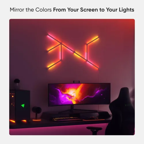 Vista 5 de Kit más inteligente de luces de pared LED Nanoleaf Lines WiFi RGBW de 16M, luces de color atenuables para juegos y decoración del hogar
