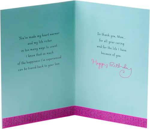Vista 2 de Hallmark- Tarjeta de cumpleaños, flores rosadas y azules