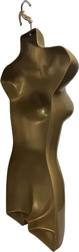 Vista 4 de 2 Mannequin femenino dorado cadera cuerpo largo torso vestido formas y gancho colgante, tallas S-M