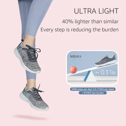 Vista 3 de STQ - Zapatos de caminar para mujer, con cordones, tenis ligeros