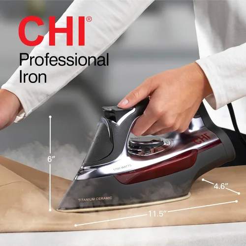 Vista 11 de CHI Plancha profesional de vapor para ropa con ráfaga de vapor vertical, suela de cerámica de titanio, más de 300 agujeros de vapor, 1700 vatios