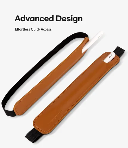 Vista 3 de Goospery Soporte para lápices compatible con Apple Pencil (1ª y 2ª generación), funda para lápiz capacitivo, accesorios de piel sintética, banda