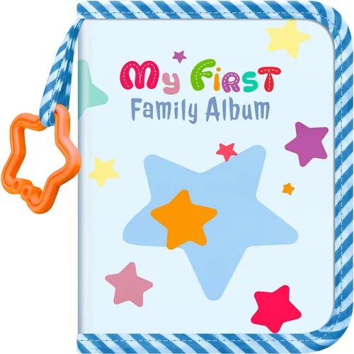 Vista 10 de Fintie Álbum de fotos de bebé 4x6 pulgadas, libro de álbum de fotos de mi primera familia con 18 fotos, cubierta de tela suave y gancho para regalos