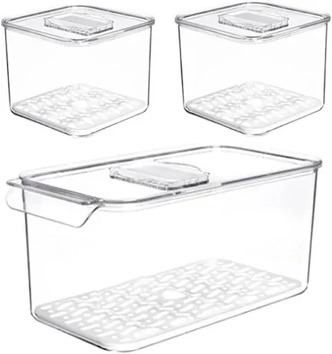 Vista 5 de SANNO Contenedores de almacenamiento de alimentos para refrigerador, Frigorífico, Fruta, Almacenamiento de verduras, contenedores de ahorro