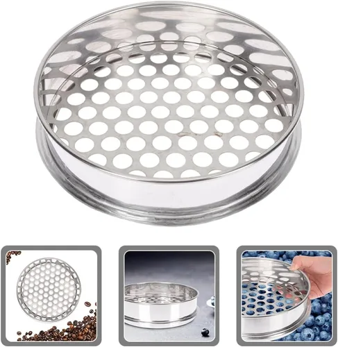 Vista 5 de UPKOCH Tamiz redondo de acero inoxidable Blueberry Sieve Home Blueberry Grading Sieve