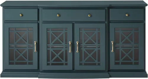 Vista 4 de WALKER EDISON Moderno aparador de madera con puerta de cristal para sala de estar o vestíbulo, consola de servicio y almacenamiento con puertas