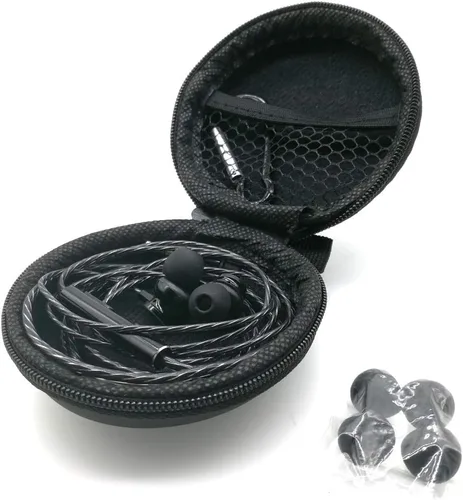 Vista 2 de ApexOne Auriculares intraurales de metal con cable con micrófono, control de volumen y funda de bolsillo, auriculares estéreo con aislamiento