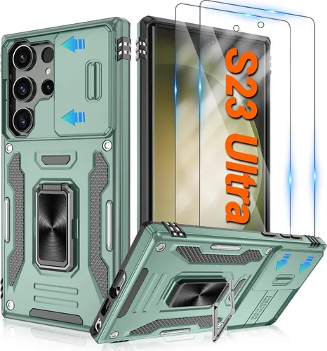Vista 35 de Atump Funda para Motorola Moto G Play 2024 (4G) con [paquete de 2] protector de pantalla HD y cubierta para cámara deslizante, soporte de anillo