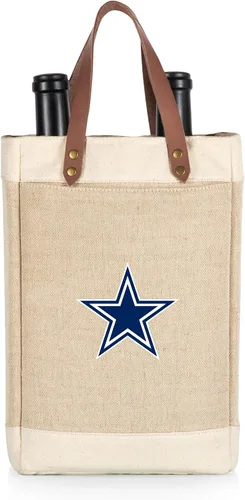 Vista 20 de PICNIC TIME NFL Pinot - Jute 2 Bottle Insulated Wine Bag - Wine Tote Bag - Wine Gift Bag, (Beige)