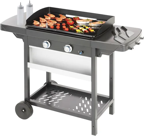 Vista 4 de Tiger Chef Kit de 5 accesorios de herramientas de parrilla de grado comercial para parrilla, espátula de acero inoxidable, raspador de picadora, 2