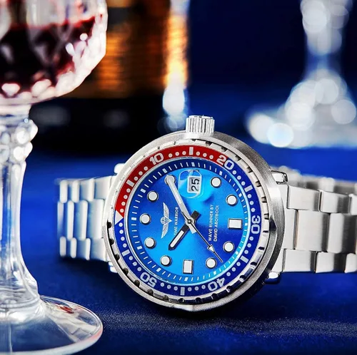 Vista 4 de TIME WARRIOR Wave Runner by DA movimiento de cuarzo correa de acero inoxidable reloj Pro Diver edición limitada