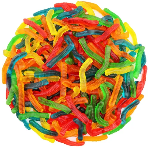 Vista 11 de FirstChoiceCandy Gusanos de gomita agridulce, varios sabores y colores sólidos (1 libra, frambuesa azul)