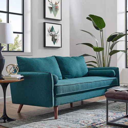 Vista 8 de Modway Revive Sofá tapizado de tela moderna contemporánea en azul Celeste