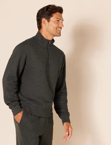 Vista 2 de Tienda Essentials - Sudadera de vellón, cuarto de cremallera y manga larga para hombre