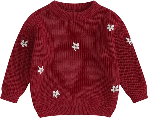 Vista 26 de Karwuiio Suéter de punto para bebé, niña, niño, cuello redondo, manga larga, sudadera para otoño e invierno A-gris