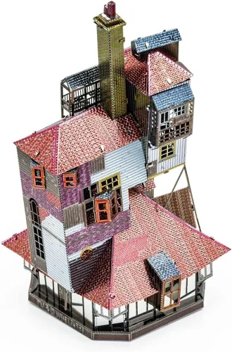 Vista 4 de Metal Earth Fascinations Harry Potter Burrow en color 3D Kit de modelo de metal