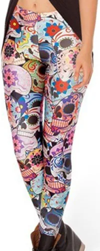 Vista 4 de Sister Amy calzas al tobillo elásticas estampadas cintura alta de colores para mujer