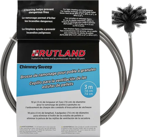 Vista 2 de Rutland Cepillo de ventilación para estufa/secadora de pellets de 3 pulgadas con mango de 10 pies