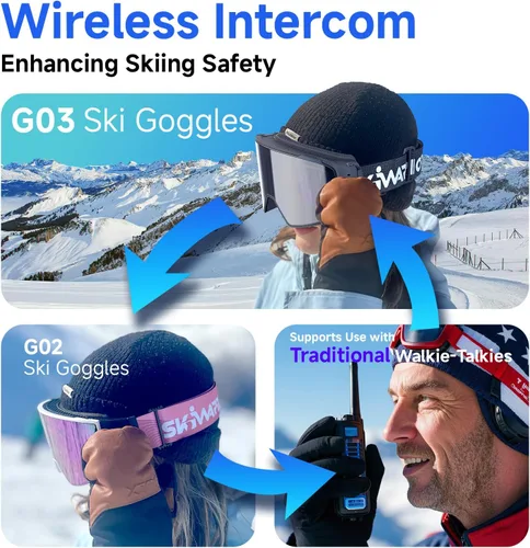 Vista 4 de Multifunctional Smart Wireless Ski Goggles with Walkie-Talkie, Anti-Fog Zeiss Lens, Music & Call Function