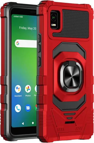 Vista 8 de Compatible con Cricket Debut Smart Case (2022) con protector de pantalla de vidrio templado, protector de cuerpo completo [grado militar], soporte