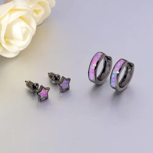 Vista 188 de CiNily Aretes Huggie de ópalo con bisagras, chapados en oro, hipoalergénicos, pequeños aretes de aro para mujeres, adolescentes, niñas, hombres