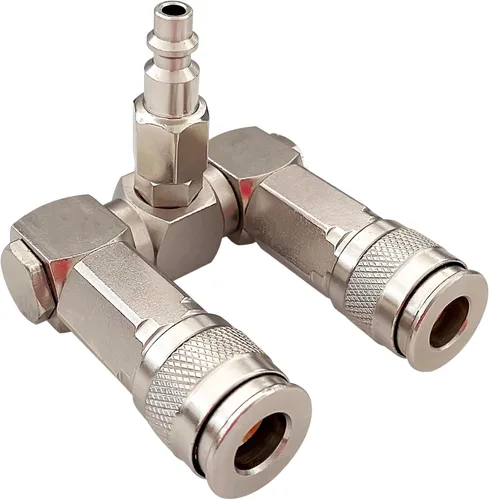 Vista 2 de Conector de manguera de aire - Divisor de manguera de aire de 2 vías, accesorios para compresores de aire, conectores giratorios de 360 grados