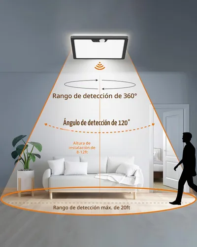 Vista 3 de Annaror Luz de techo con sensor de movimiento de 12 pulgadas cableada, 3000K 4000K 5000K seleccionable, luz de techo cuadrada de montaje empotrado