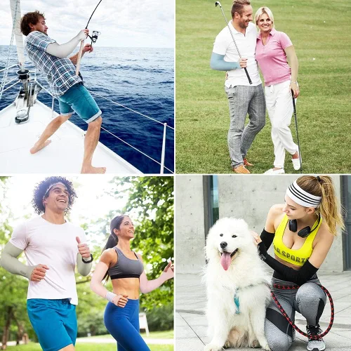 Vista 3 de beister 3/6 pares de mangas de brazo de enfriamiento UV protección solar unisex para deportes, ciclismo, golf, correr