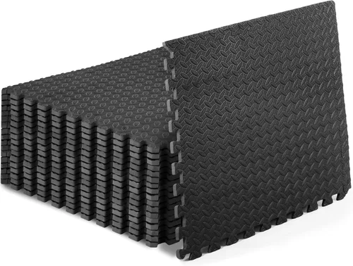 Vista 9 de ProsourceFit - Tapete de ejercicio tipo rompecabezas de ½ pulgada, losetas de espuma EVA entrelazadas para gimnasio en casa, para niños, crema, 24 x