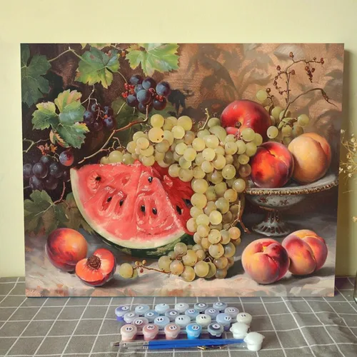 Vista 21 de Reloj de cocina de granja con limones, pintura al óleo por números, kit de pintura por números, lienzo de 16 x 20 pulgadas, pintura rústica, pintura