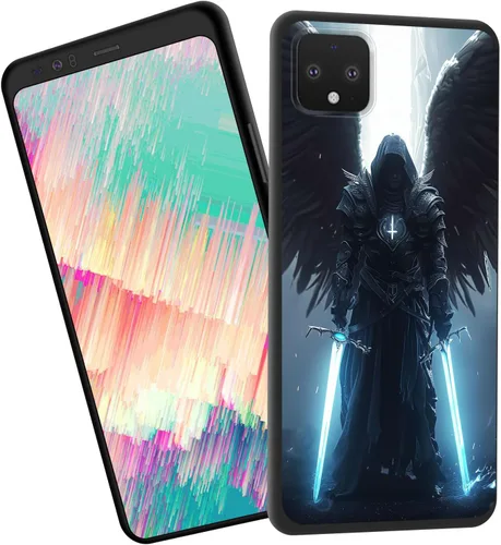 Vista 123 de Funda delgada para Google Pixel 4 XL, funda delgada de silicona de TPU suave a prueba de golpes para Google Pixel 4 XL, gato negro luna estrellada