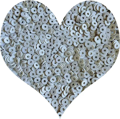 Vista 19 de 3000 cuentas redondas planas de polímero de vinilo Heishi cuentas de arcilla polimérica para hacer joyas, collares, pulseras y aretes (01-blanco)
