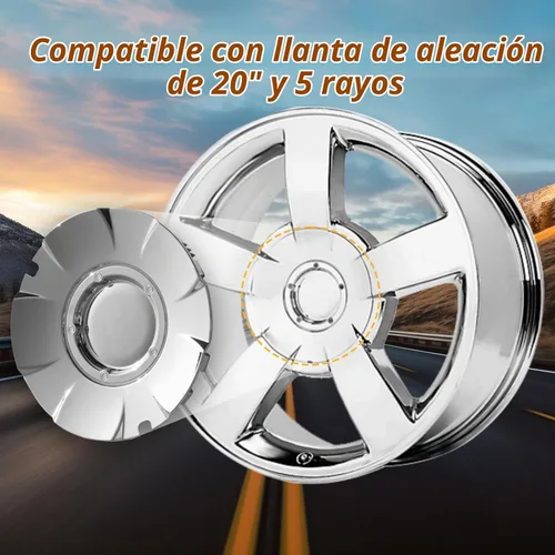 Vista 4 de FUSCH Tapas de Centro de Rueda Cromadas (Se ajusta a ruedas de aleación de 5 radios de 20") Compatibles con 2003-2007 Chevrolet Silverado 1500 SS