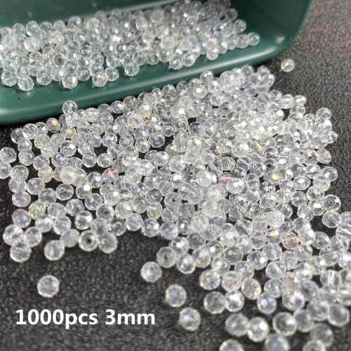 Vista 5 de 1000 cuentas de cristal de 0.118 pulgadas, cuentas de cristal de Rondelle facetadas, transparente AB