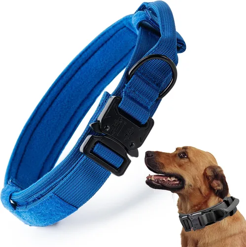 Vista 19 de Collar táctico para perro, collar ajustable de nailon para entrenamiento militar con mango de control y hebilla metálica de liberación rápida pesada