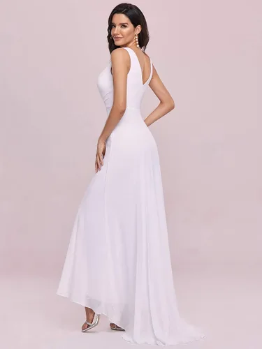 Vista 2 de Ever-Pretty Double V-Neck Rhinestones Ruched Bust Hi-Lo Evening Party Dress 09983