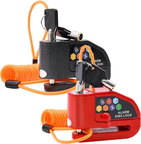 Vista 8 de Set de Candado de Disco con Alarma, Candado de Freno, Antirrobo Impermeable 110 dB con Pasador de 7 mm y Cable de Recordatorio de 1.5 m
